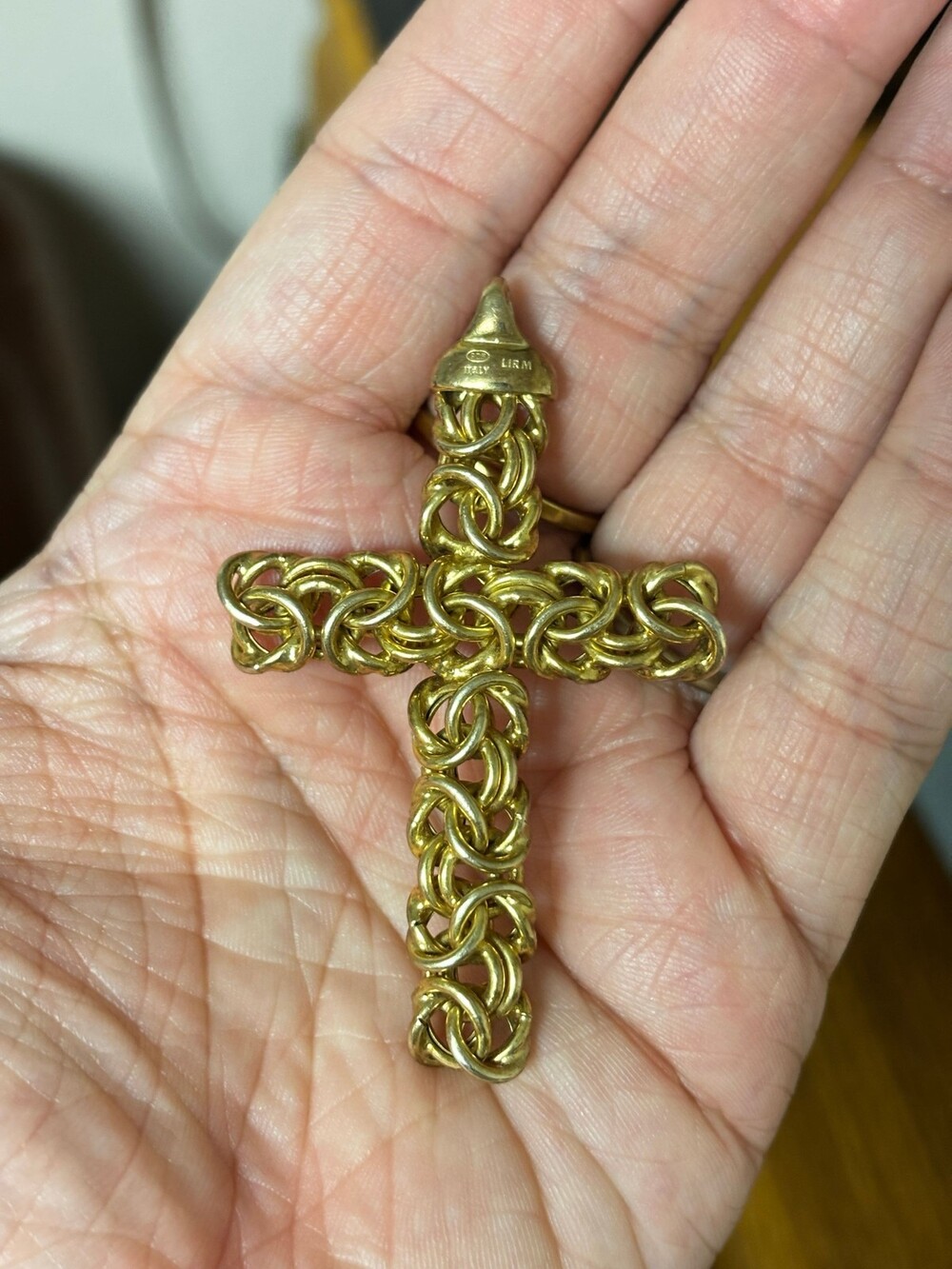 LIRM Italian 925 Sterling Silver Gold-Finished Byzantine Cross Pendant Christian